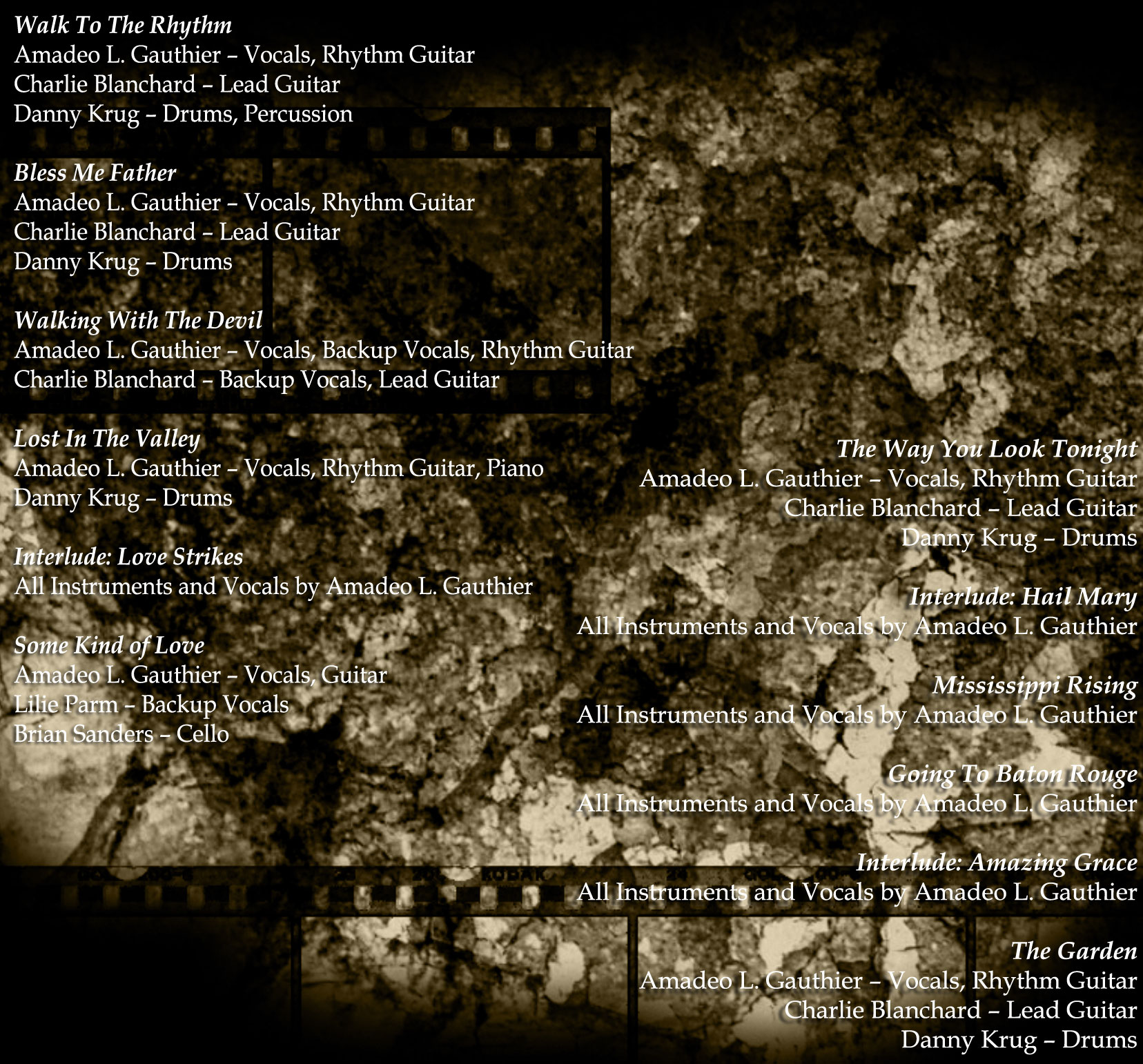 Walking With The Devil booklet credits page